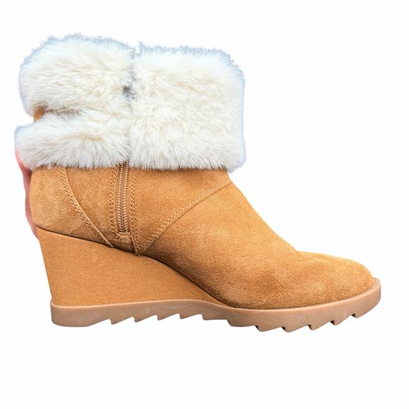 Koolaburra by UGG Shearling Suede Wedge Boots Tan 1124194 Size 8 - Picture 12 of 15